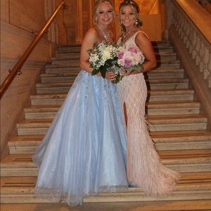 Jovani blue prom dress with custom corset back